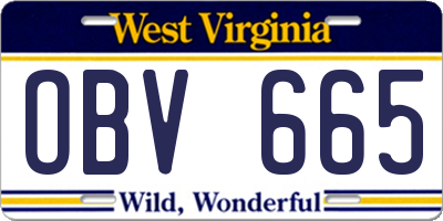 WV license plate OBV665