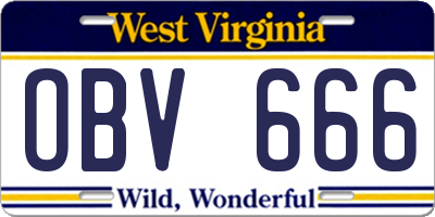 WV license plate OBV666