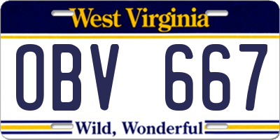 WV license plate OBV667