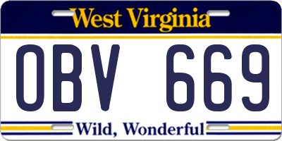 WV license plate OBV669