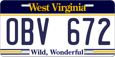 WV license plate OBV672