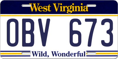 WV license plate OBV673