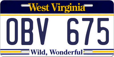 WV license plate OBV675