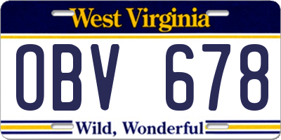WV license plate OBV678