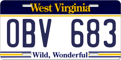 WV license plate OBV683