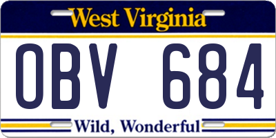 WV license plate OBV684