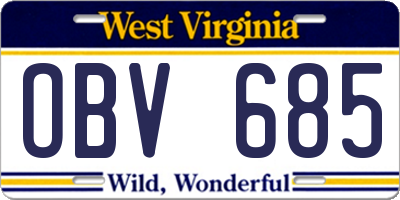 WV license plate OBV685