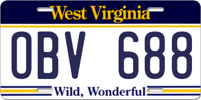 WV license plate OBV688