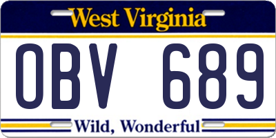 WV license plate OBV689