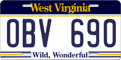 WV license plate OBV690