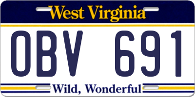 WV license plate OBV691