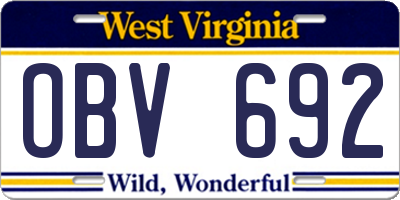 WV license plate OBV692