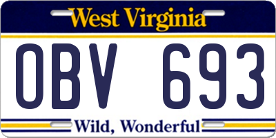 WV license plate OBV693
