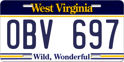 WV license plate OBV697