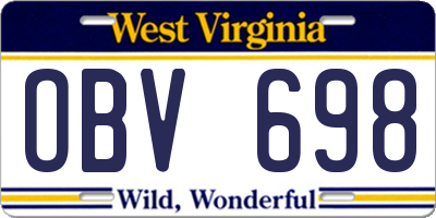 WV license plate OBV698