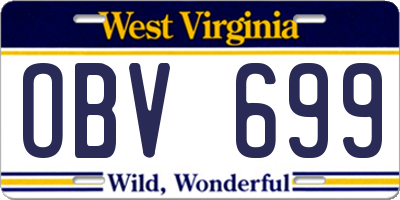 WV license plate OBV699