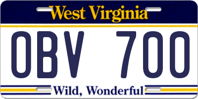WV license plate OBV700