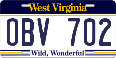 WV license plate OBV702