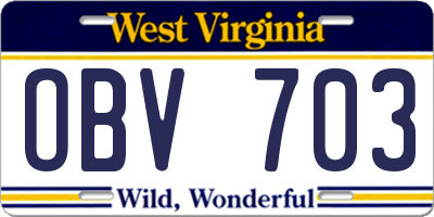 WV license plate OBV703