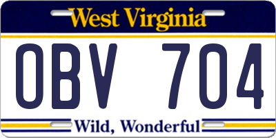 WV license plate OBV704