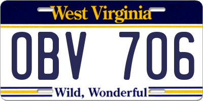 WV license plate OBV706