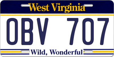 WV license plate OBV707