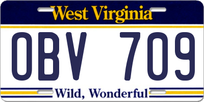 WV license plate OBV709