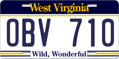 WV license plate OBV710