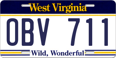 WV license plate OBV711