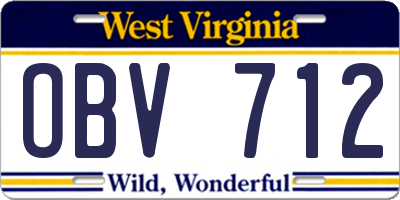 WV license plate OBV712
