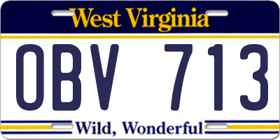 WV license plate OBV713