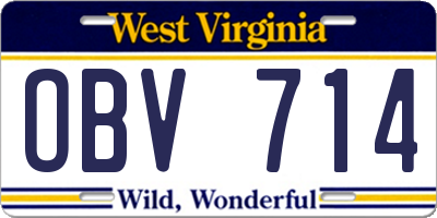 WV license plate OBV714