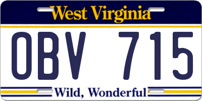WV license plate OBV715