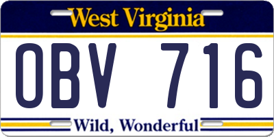 WV license plate OBV716