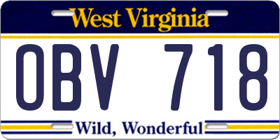 WV license plate OBV718