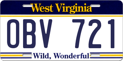 WV license plate OBV721