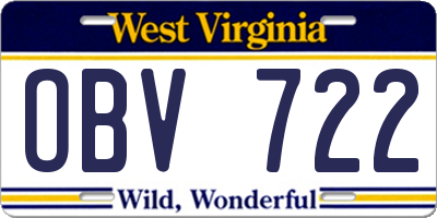 WV license plate OBV722