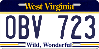 WV license plate OBV723