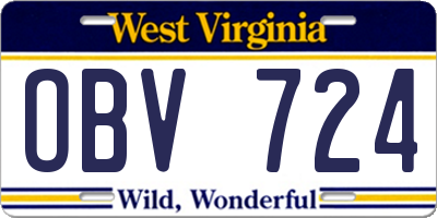 WV license plate OBV724