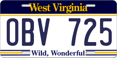 WV license plate OBV725