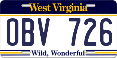 WV license plate OBV726