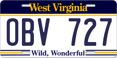 WV license plate OBV727