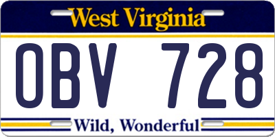 WV license plate OBV728