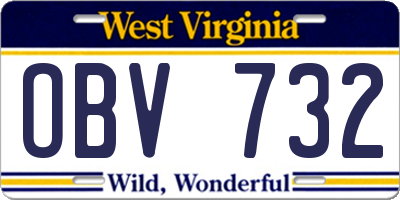 WV license plate OBV732