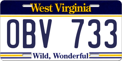 WV license plate OBV733