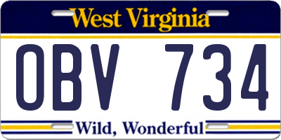WV license plate OBV734