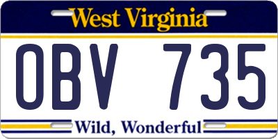 WV license plate OBV735