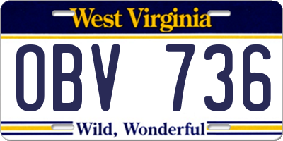 WV license plate OBV736
