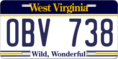 WV license plate OBV738