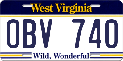 WV license plate OBV740